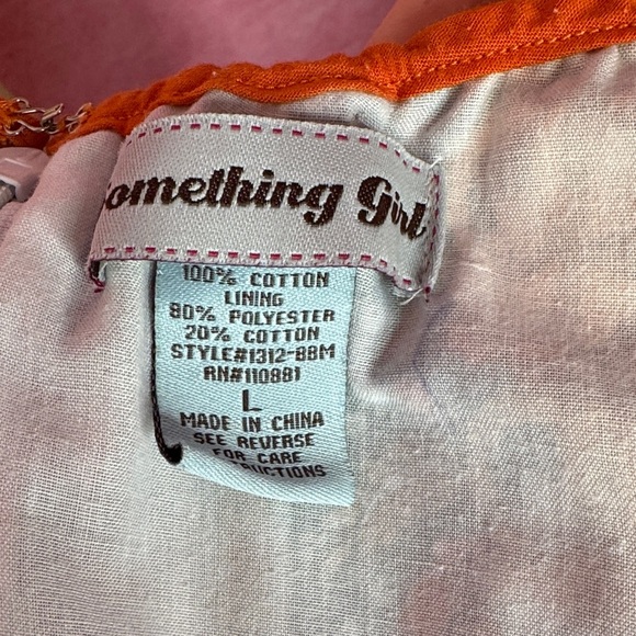 126. Something Girl Boho Halter Sundress Multicolor Orange Black Print Size L - Picture 2 of 5